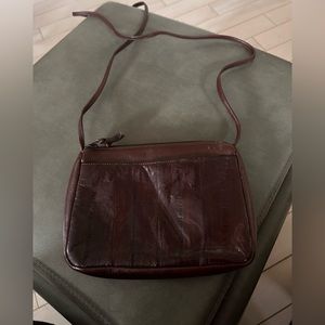 Vintage 1980s leather and reptile crossbody purse